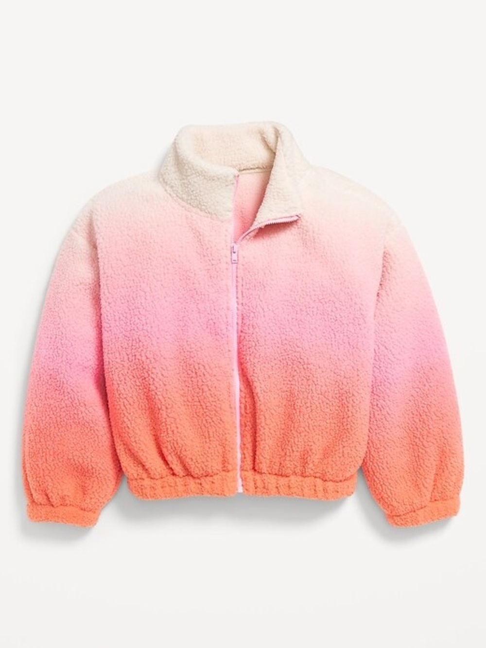 Old Navy Ombre Sherpa Zip Jacket - Cream, Pink, Orange